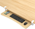 suptek Large Keyboard Tray Under Desk Pull Out with C Clamp Mount, Keyboard & Mouse Tray, 34 (38 Including Clamps) x 11.8 inch Slide-Out Platform Computer Drawer for Typing, Light Wood, DSF1LQM by suptek