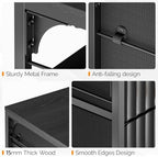 VINGLI 3 Drawer Fluted File Cabinet, Rolling File Cabinet Mobile Under Desk File Cabinet with Wheels, Fabric Drawers Printer Stand for Home Office, Fits Letter Size, Black - Image 7