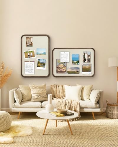 Linen Bulletin Board, Pin Board for Walls, Fabric Bulletin Board, Large Pin Board for Home Kitchen Office Decorative, 20"x30" Linen Brown Wood Frame Cork Board(BN-5075) - Image 6