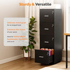 VINGLI 4 Drawer File Cabinet with Lock, Home Office Filing Organizer, for Letter Size File Folder Storage, Wood Tall Vertical Filing Cabinet, Printer Stand, Archivador (Black) - Image 7