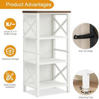 MNEETRUNG Small Bookshelf,4 Tier Industrial Bookcase with Metal Frame and Backboard,Narrow White Book Shelf,Book case for Small Spaces,Living Room,Bedroom and Home Office - Image 5