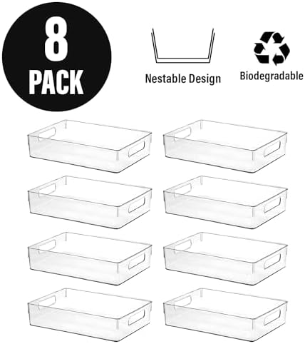 Clear Plastic Storage Bins, Home Bathroom Laundry Room Freezer Refrigerator Pantry Organizers and Storage Containers Fridge Organizer Bins Kitchen Organization Cabinet Medicine Bin for organizing - Image 4