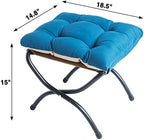 15" Upholstered Folding Foot Rest Stool with Foldable Metal Frame Sapphire - Image 5