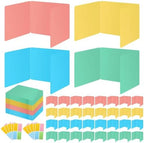 32 Pack Desk Privacy Panel Desk Divider - Pastel Colorful Testing Dividers for Classroom Supplies- Easy Clean Privacy Shields for Student Testing Desk dividers- Includes Extra Labels by bcabo
