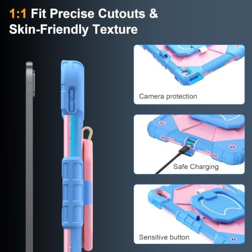 Case for iPad (A16) 11th/10th Generation 11/10.9 Inch 2025/2022, Ubearkk for iPad a16 case with Screen Protector, 360 Degree Rotating Stand Shoulder Strap Pencil Holder,Blue Pink - Image 5