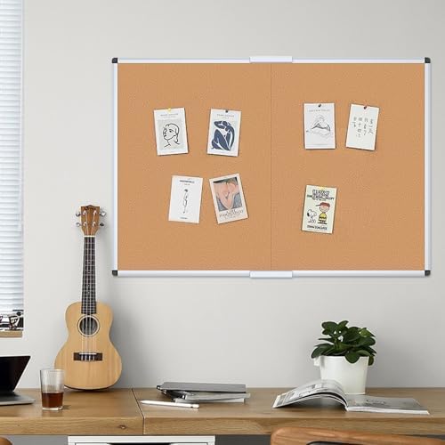 VIZ-PRO 60" x 48" Large Cork Bulletin Board, Foldable & Wall-Mounted Notice Pin Board with Silver Aluminum Frame, for School Home Office - 5' x 4' Corkboard - Image 7