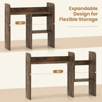 Tangkula Extendable Desktop Bookshelf, Dorm Desk Hutch, Rustic Brown - Image 5