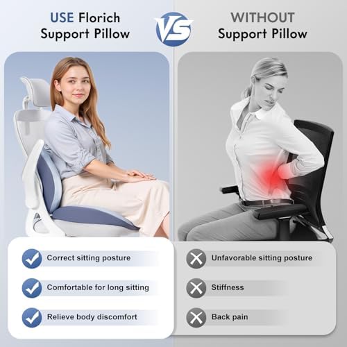 FLORICH Seat Cushion and Lumbar Support Pillow for Office Chair Car, Ergonomic Memory Foam Back Support for Office Gaming Chair Driving Seat Wheelchair, Relieves Neck, Back & Sciatica Pain – Blue - Image 5