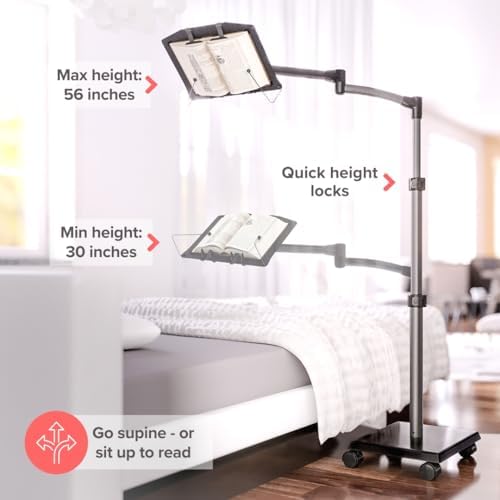 LEVO G2 Adjustable Book Floor Stand, Hands-Free Reading Holder with Wheels - Image 3