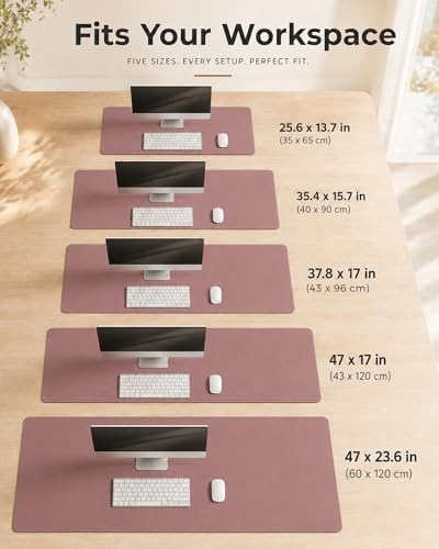 Aothia Dual-Sided Desk Mat, FSC Cork & PU Leather Desk Pad, Large Mouse Pad & Writing Surface for Full Desk Coverage, Non-Slip Waterproof Desk Protector - 47" x 23.6", Pale Mauve - Image 4