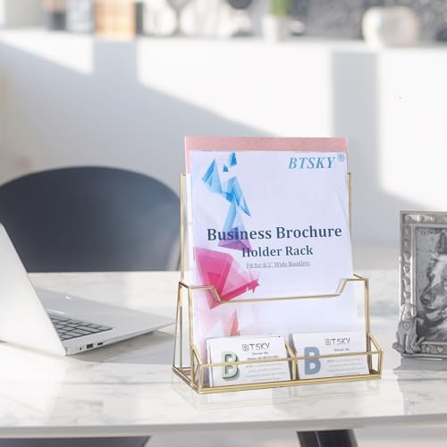 BTSKY Golden Glass Brochure Holder 8.5 x 11 Inches Trifold Flyer Holder - Image 6