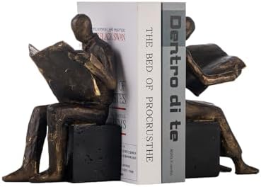 Lukitas Readers Decorative Bookends Heavy Duty Non-Slip, Bronze, Resin 8'' - Image 4