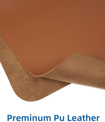 Leather Desk Pad Protector,Mouse Pad,Office Desk Mat, Non-Slip PU Leather Desk Blotter,Large Desk mat,Waterproof Keyboard mat for Office/Home/Decor (Brown,48" x 24") - Image 2