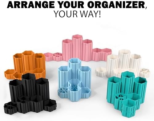 Glassboard Studio Hexaflex Organizer Set - Pen and Pencil Holder for Desk, Versatile Hexagon Design, Adjustable Dividers, 12 Color Options - Desk and Office Organization (Seaside Teal) - Image 2