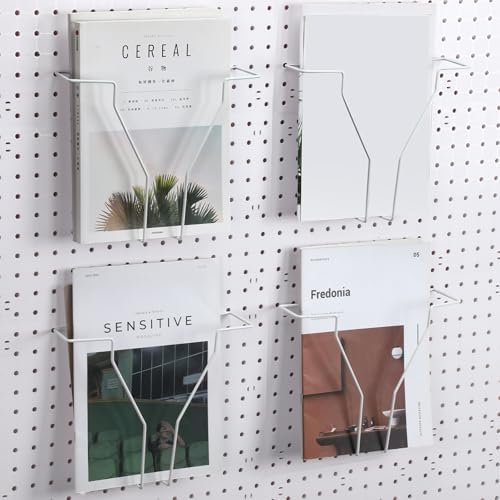Wonderjune 4 Pcs Expandable Literature Display for Pegboard, White by Wonderjune