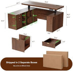 63x59 in L Shaped Executive Electric Standing Desk with Storage - Image 2