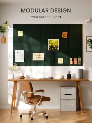Bumusty 48"x 36" Large Felt Bulletin Board Tiles, Pine Green - Image 7