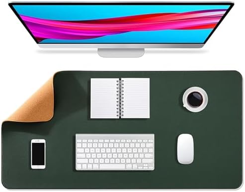 Non-Slip Cork Large Desk Mat Dual-Sided Office Mouse Pad, Waterproof Writing Protector Pad Desk Accessories for Home(Green,90x43cm) by Unknown