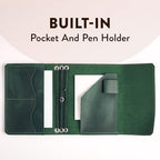 TORAKIP Leather Journal Cover for Field Notes – Handmade Refillable Notebook Cover with 3 Elastic Bands, Card Slots & Pen Holder, Small Travel Journal Cover 3.5" x 5.5" (Paper Not Included), Green - Image 5