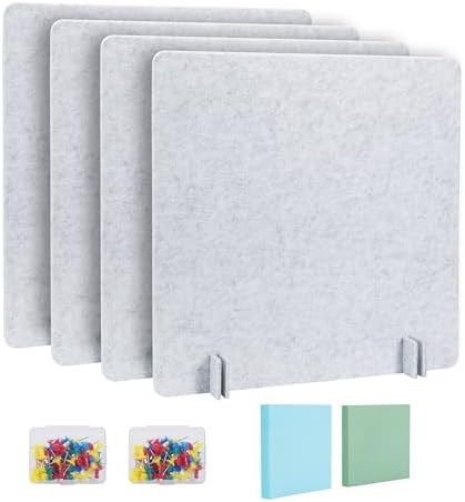 4 Pack Desk Privacy 23.6" x 23.6" Acoustic Divider Panel Portable Desk Partition Desk Divider Noise Visual Isolate Table Divider for Student Study Reception Area Office Library by deleite