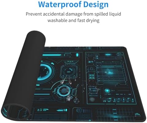 48x24in Cyberpunk Gaming Mouse Pad, Futuristic HUD Extended Desk Mat - Image 2