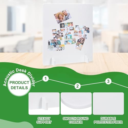 PATIKIL Desk Dividers 24" x 24" 2 Pack Desk Privacy Panel Freestanding Noise Reducing Partition Acoustic Panel with 4Pcs Support Feet for Testing Office Home and Library Pure White Style C - Image 3