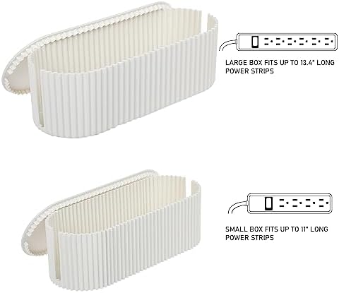 FABROK 2 Pack Cable Management Box, Cord Organizer, White, Small+Large - Image 3