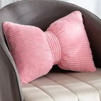 HIGOGOGO Lumbar Support Pillow for Recliner Chair, Bow Knot Shaped Back Support Cushion, Striped Corduroy Soft Decorative Lumbar Pillow for Office Chair, Sofa, Car, Bed, Living Room - Pink by HIGOGOGO