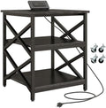 METYERRY 23.6"x23.6" Large Printer Stand with Power Outlet, 3 Tier Cart by METYERRY