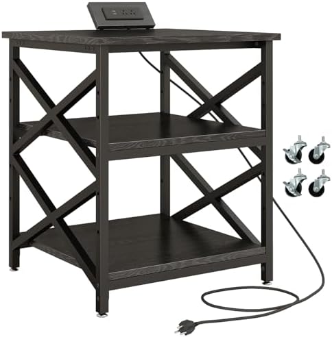 METYERRY 23.6"x23.6" Large Printer Stand with Power Outlet, 3 Tier Cart by METYERRY