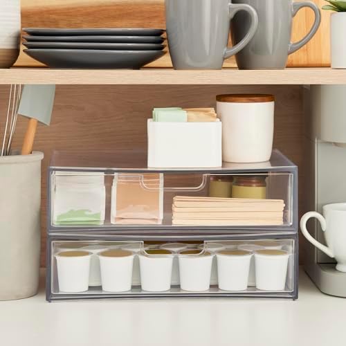 STORi STAX Plastic Stackable Organizer Drawers (Set of 2) Clear | 12.5" Wide | Set Includes Two Open Drawer | Organize Office Desk Accessories & Sort Paper | Made in USA (Pack of 2) - Image 5