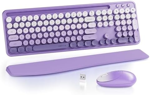 UBOTIE Wireless Keyboard and Mouse Combo, Phone Holder (Purple) by UBOTIE