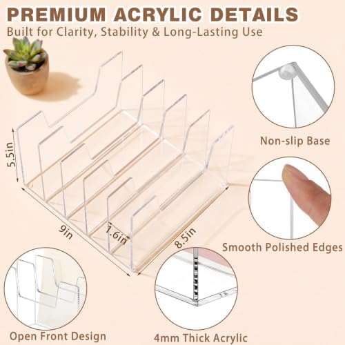 2 Pack 5 Section Clear Acrylic Desktop File Organizer Vertical File Sorter - Image 2
