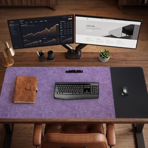 HAUTOCO Cork Desk Mat 48''x19.7'', Distressed PU Leather & Cloth Desk Pad - Image 6