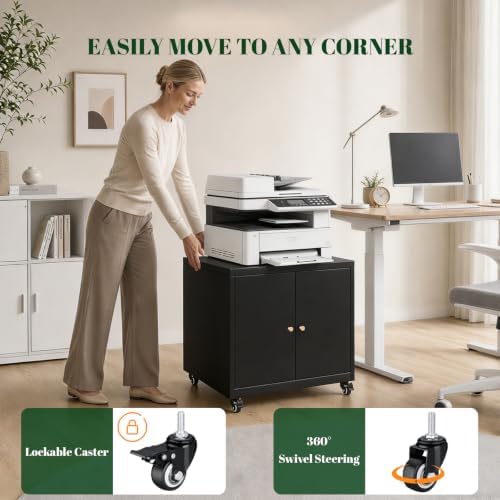 23.6" H Metal Printer Cabinet with Storage & Adjustable Shelf - Image 3