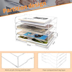 4 Pack- Stackable Paper Letter Tray,Clear Acrylic Magazine Holder and File Organizer - Sleek Desk Organizer for Home Office, Bookshelf, or Workspace - Space-Saving Transparent Document Holder - Image 3