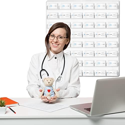 Hillban Acrylic Business Card Holder Wall Mount Office, 48 Pockets - Image 5