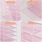 LEKETREE Desk Organizers and Accessories, 5-Tier Paper Letter Tray Organizer with File Holder, Desktop Organizer for Office Supplies (Pink) - Image 5