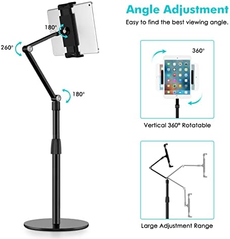 Viozon Tablet Phone Overhead Stand, Height & 360 Degree Angle Adjustable, Aluminum Desktop Stand, Compatible with 3.5-11" Cellphone or Tablet Such as iPhone iPad Pro Air Mini, Samsung, Nexus(AP-4P-B) - Image 3