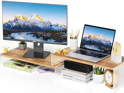 YGYQZ Adjustable Monitor Stand Riser, 9.4" ×19.3" Dual Monitor Desk Stand by YGYQZ