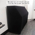 Waterproof Dustproof Elastic Piano Cover - Minimalist All-Black Design - Universal Fit for All Upright Pianos - Stretch Fabric, Easy Instal - Image 2