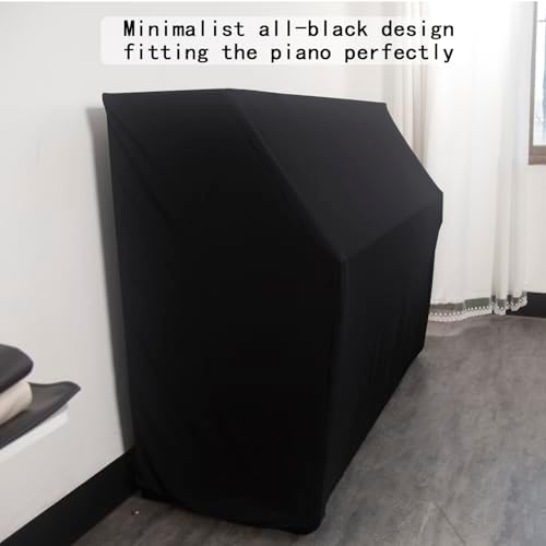 Waterproof Dustproof Elastic Piano Cover - Minimalist All-Black Design - Universal Fit for All Upright Pianos - Stretch Fabric, Easy Instal - Image 2