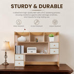 Desktop Bookshelf, Adjustable Desk Hutch Organizer with 8 Shelves & 4 Drawers, Extendable Desk Storage Organizer, Desktop Shelves Rack Top Bookcase for Home Office - Image 5