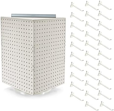 Azar Displays 701414-WHT-4W32 Rotating Countertop Display Kit with Peg Hooks Included, 14 Inches Wide x 14 Inches Deep x 20 Inches High, Pegboard Spinner Organizer, White by AzarDisplays