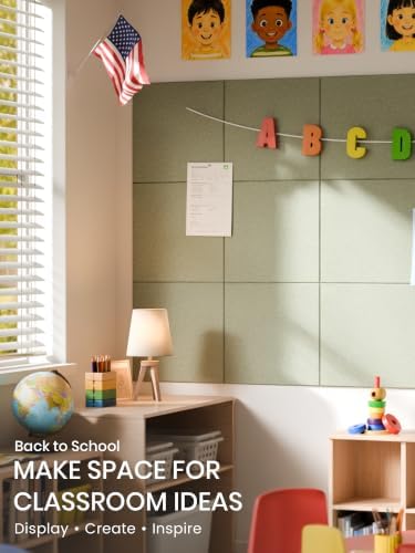 Bumusty 48"x 36" Large Felt Bulletin Board Tiles, Sage - Image 5