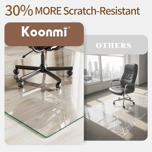 [Upgraded Tempered Glass] Koonmi 30" x 50" Office Floor Desk Chair Mat for Carpet & Hardwood Floor - Image 3