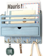 Rebee Vision Mail Organizer Wall Mount for Home Decor, Distressed Blue by REBEEVISION