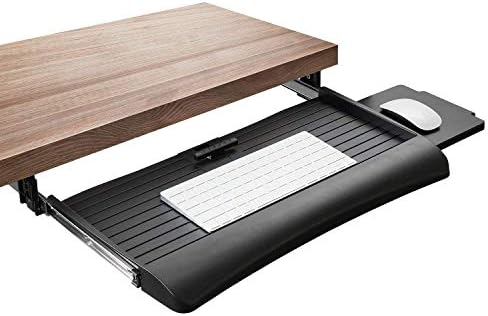 Mount-It! Keyboard Tray Under Desk with Adjustable Mouse Platform – Easy-Glide Sliding Drawer Under Desk Slide Out – Ergonomic Under Key Board Shelf for Office, Gaming, and Workstations by Mount-It