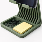 Premium Tablet & Phone Stand with Desk Organizer Tray - Ergonomic Desktop Device Holder for iPad, iPhone, Android - Modern Home Office Accessory & Sticky Note Holder (Green) - Image 4