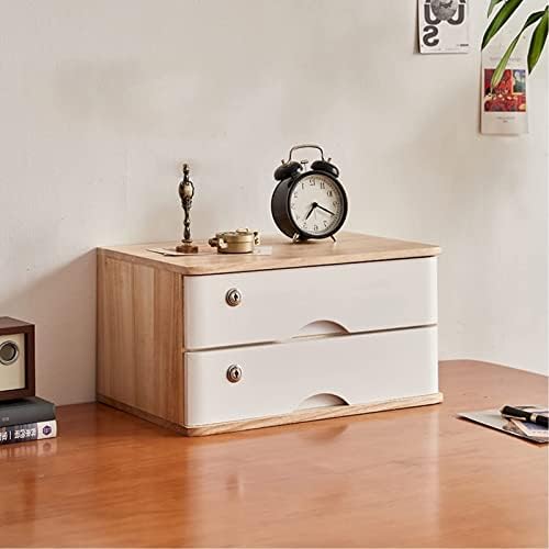 Desktop File Cabinet - Desktop Storage Box with Drawers - Solid Wood Storage Box - Desktop Organizer, with Drawer Wooden Artist Storage Supply Box, Multi Level Countertop,A-2 Drawer by Unknown